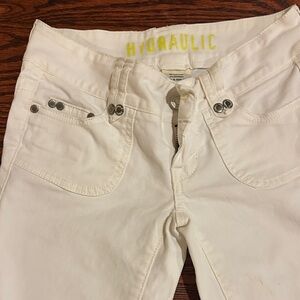 Hydraulic Cream Low-Rise Pants with Silver Rivets